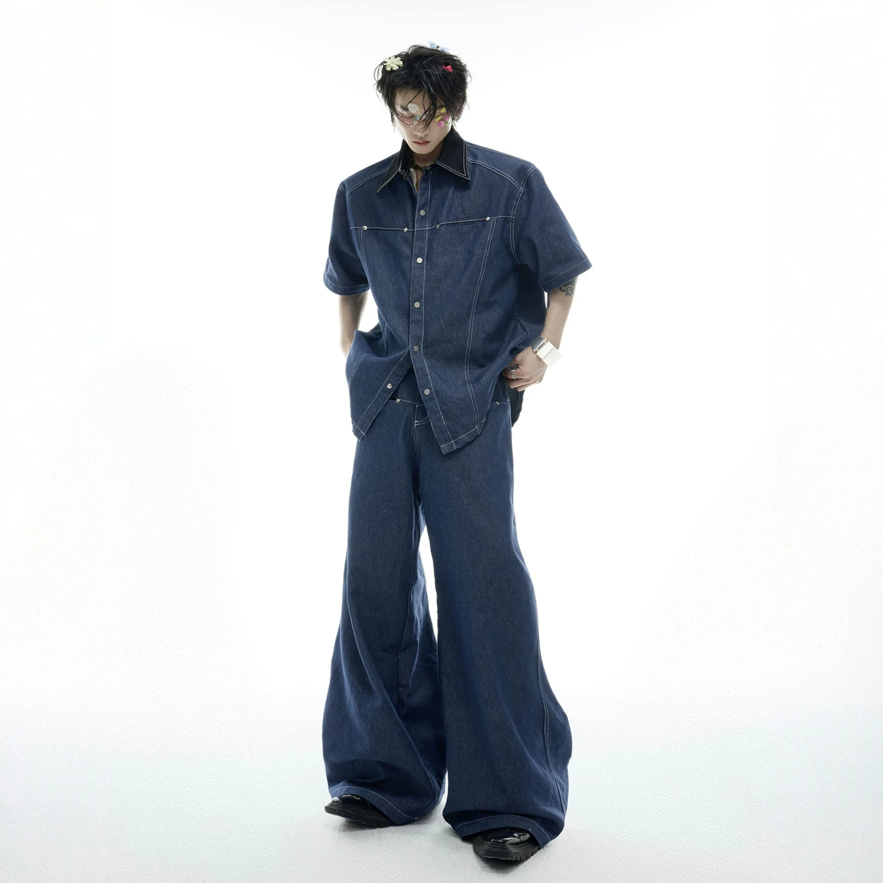 Street Fashion Jeans - Summer Men's Denim Matching Set American