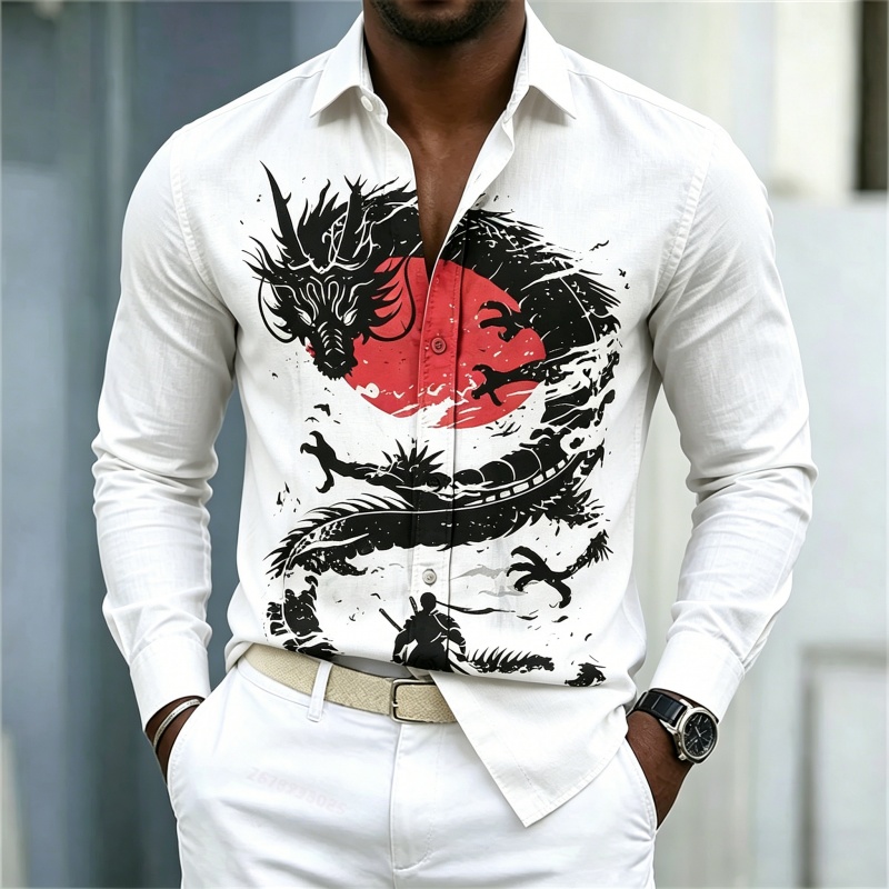 Street Fashion In China - 2026 New Men's Shirt White Black