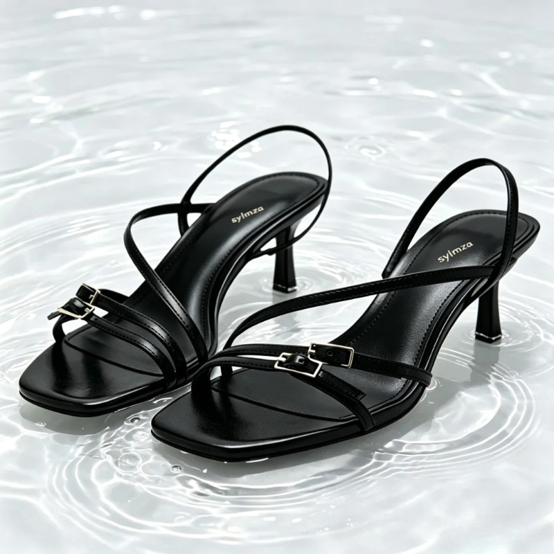 Street Fashion Shoes - Fashion Narrow Band Buckle Detail Heeled