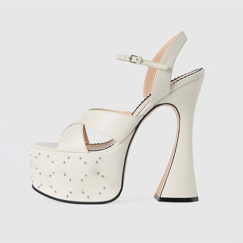 Street Fashion Shoes - Fashionable White Black Buckle High Heel