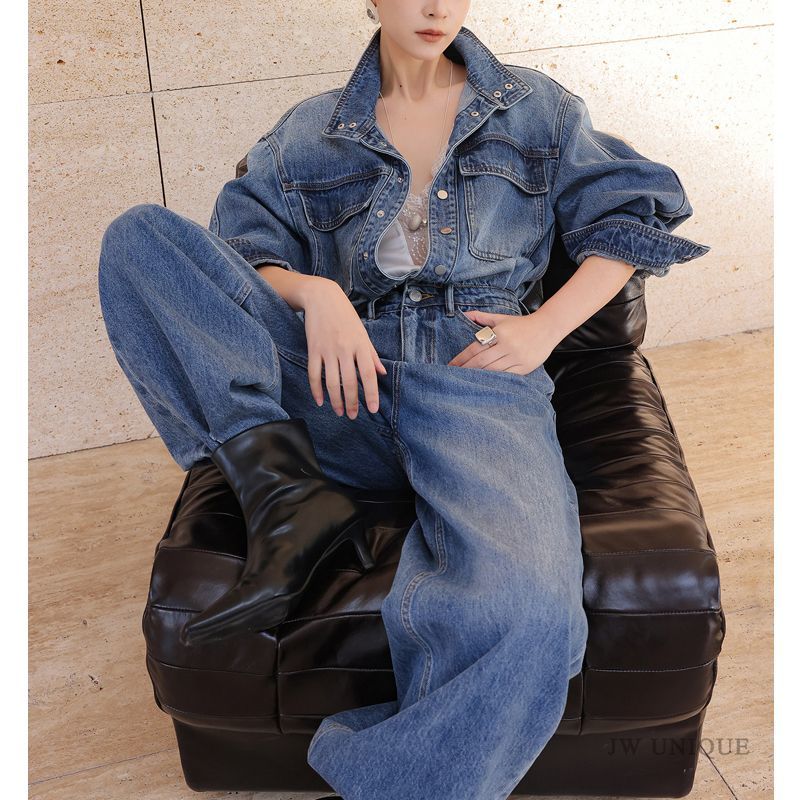 Street Fashion Jeans - Retro Fashion Versatile Denim Jumpsuit Women'S