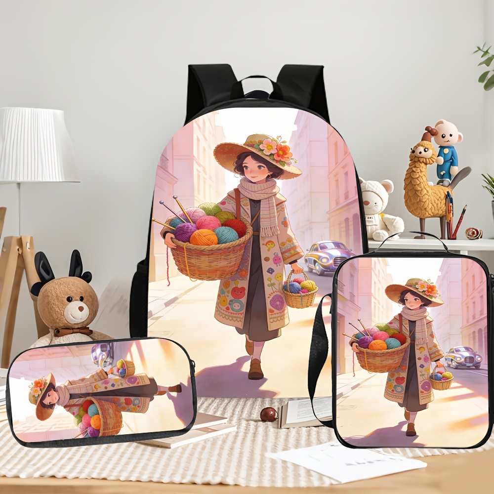 3pcs 2D Flat Backpack Three-Pi - огляд і ціна Street Fashion China Beautiful Girls