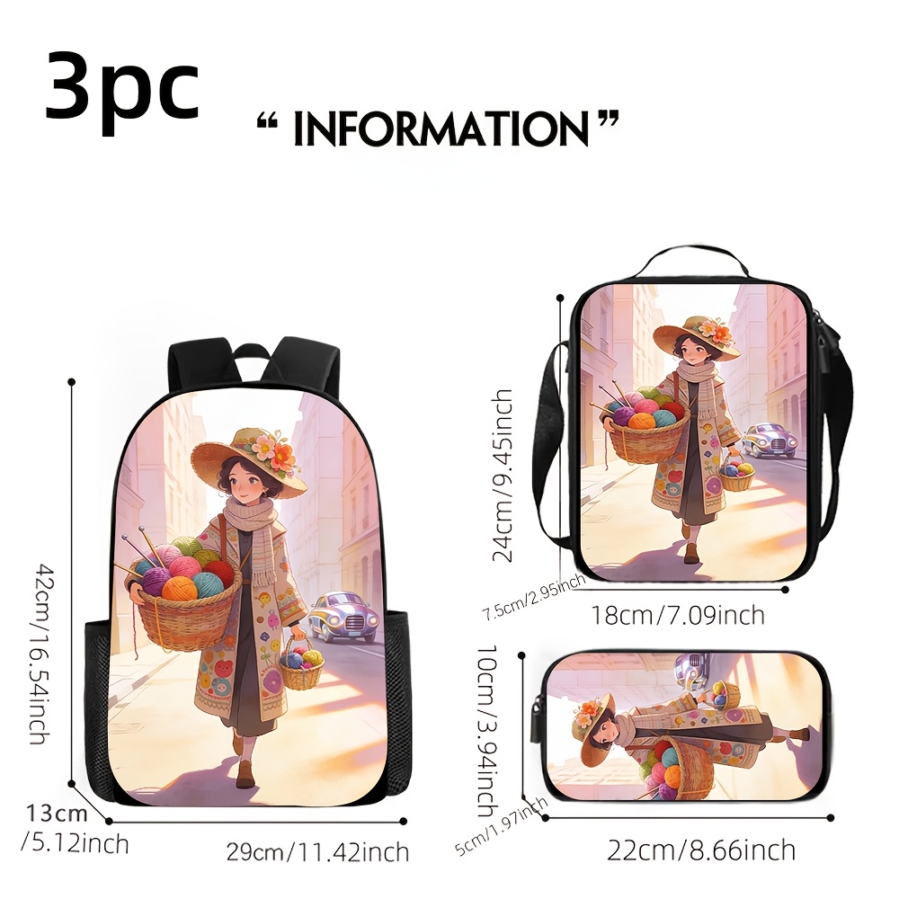 3pcs 2D Flat Backpack Three-Pi - огляд і ціна Street Fashion China Beautiful Girls