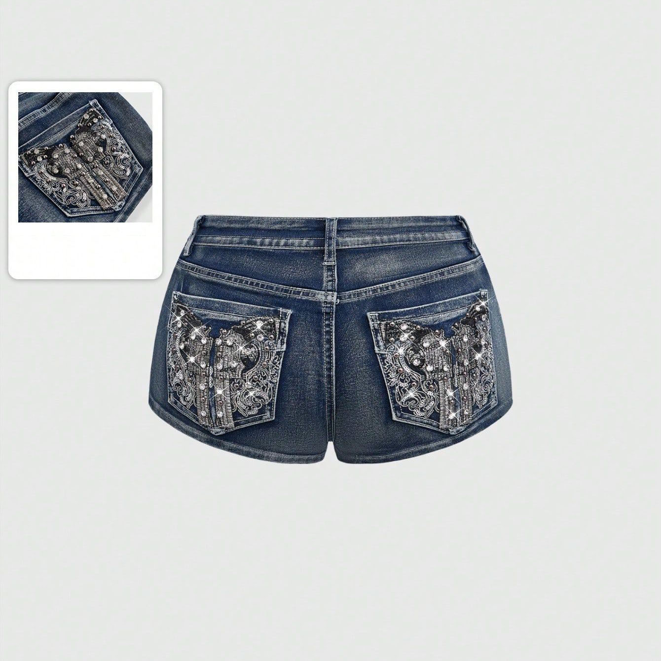 Summer Rhinestone Embroidered  - огляд і ціна Street Fashion Jeans