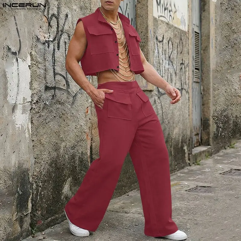 INCERUN Men Sets Solid Sleevel - огляд і ціна Street Summer Fashion