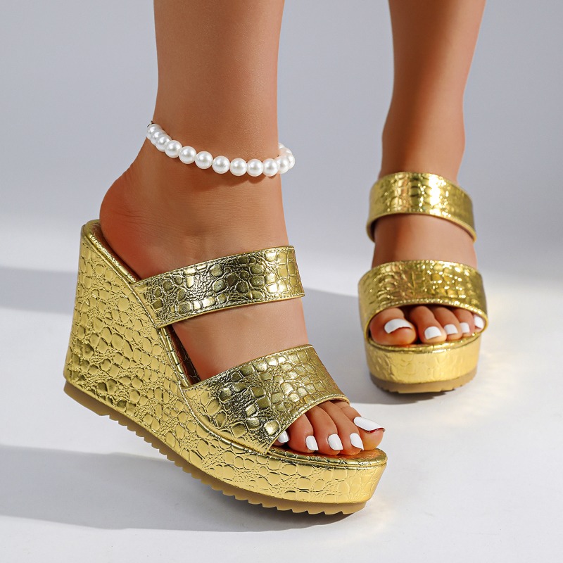 Golden Crocodile Print Wedge H - огляд і ціна Street Fashion Shoes
