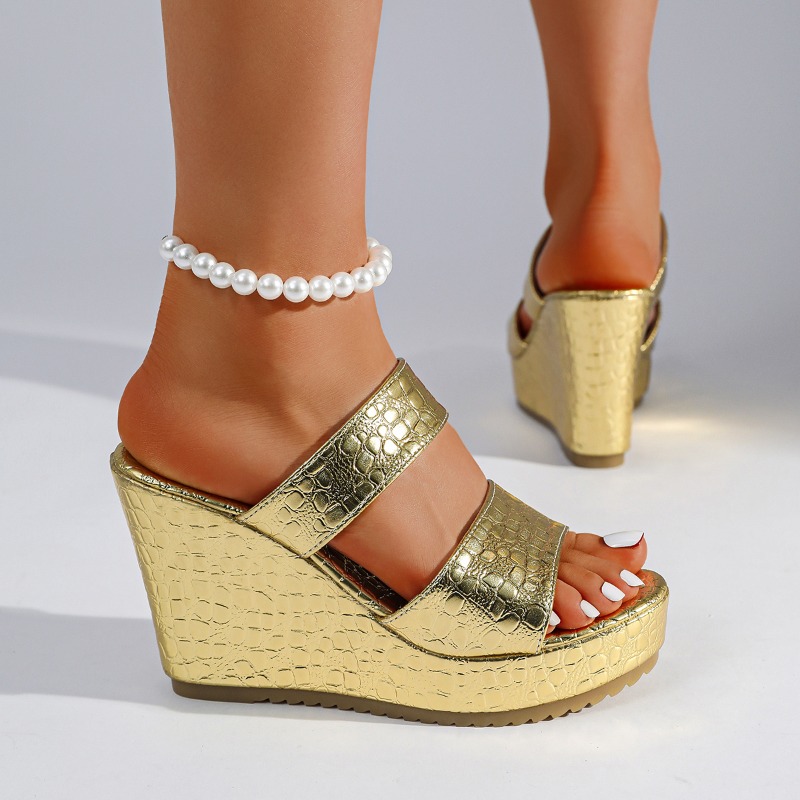 Golden Crocodile Print Wedge H - огляд і ціна Street Fashion Shoes