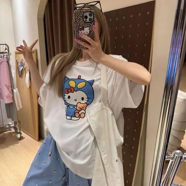 Short Sleeved Hello Kitty Prin - огляд і ціна Street Summer Fashion