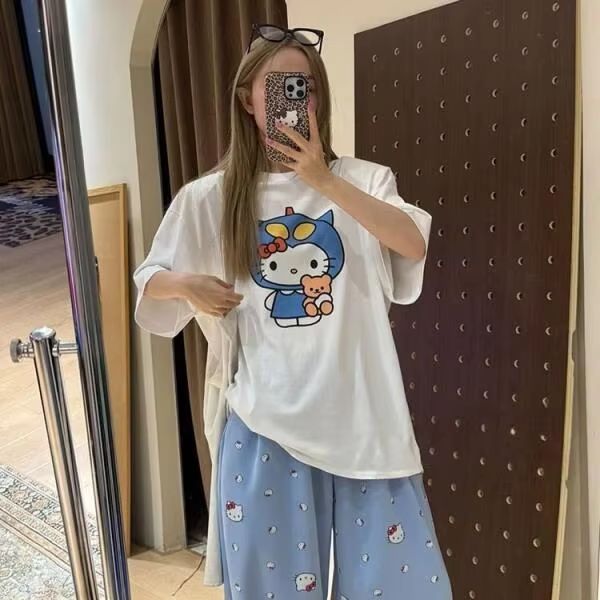 Short Sleeved Hello Kitty Prin - огляд і ціна Street Summer Fashion
