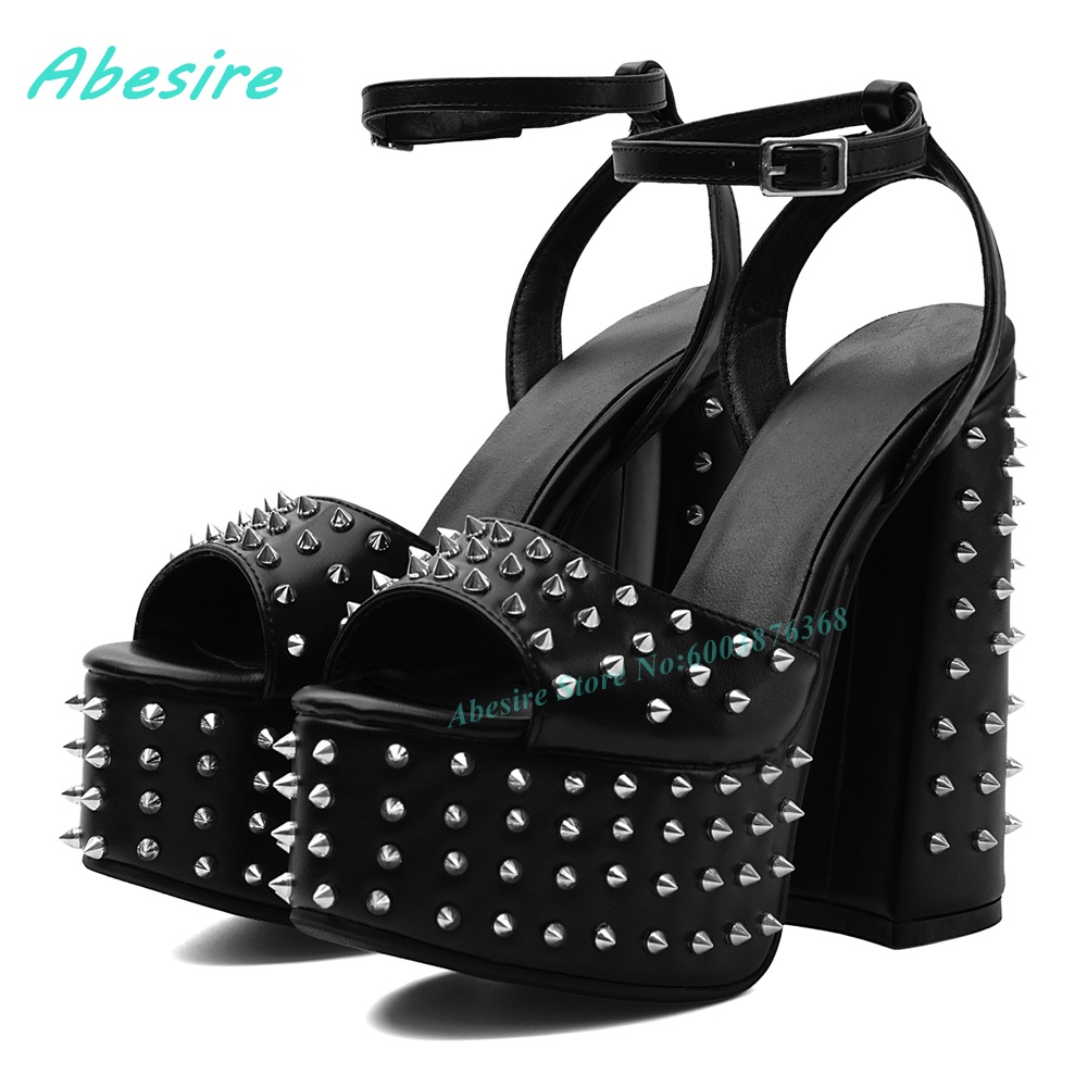 Black Faux Leather Rivet Platf - огляд і ціна Street Fashion Shoes