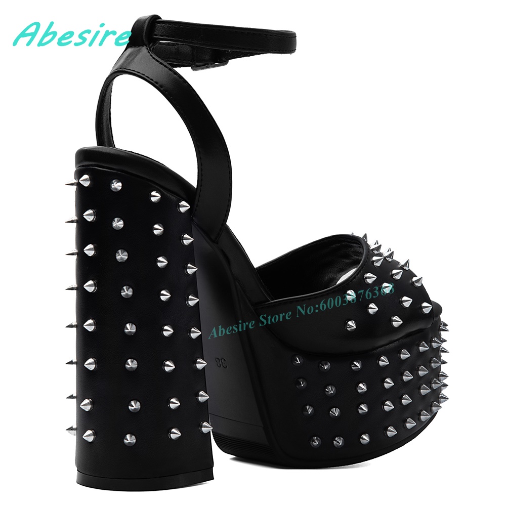 Black Faux Leather Rivet Platf - огляд і ціна Street Fashion Shoes